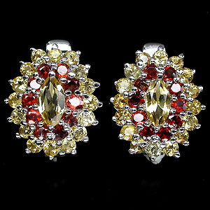 Великолепные серьги с цитринами и гранатами