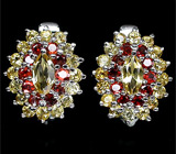 Великолепные серьги с цитринами и гранатами Серебро 925