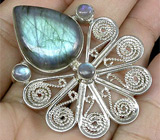 Интересный кулон с лабрадоритами Серебро 925