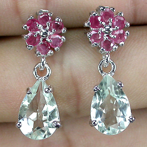 Серьги с зелеными аметистами и сапфирами