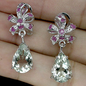 Серьги с зелеными аметистами и сапфирами