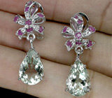 Серьги с зелеными аметистами и сапфирами Серебро 925