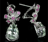 Серьги с зелеными аметистами и сапфирами Серебро 925