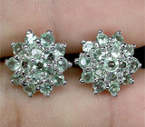 Серьги с платиново-зелеными сапфирами Серебро 925