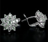 Серьги с платиново-зелеными сапфирами Серебро 925