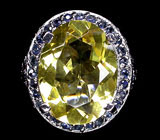 Перстень с лимонным цитрином и сапфирами Серебро 925