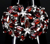 Эффектное кольцо с гранатами Серебро 925