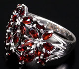 Эффектное кольцо с гранатами Серебро 925