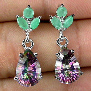 Серьги с мистическими топазами и изумрудами