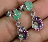 Серьги с мистическими топазами и изумрудами Серебро 925
