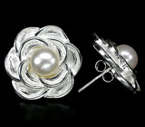 Симпатичные серьги с жемчугом Серебро 925
