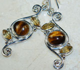 Серьги с тигровым глазом Серебро 925