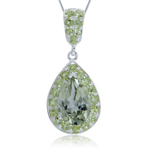 Кулон с зеленым аметистом и перидотами