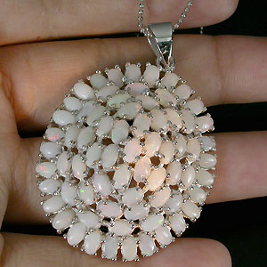 Крупный кулон с белыми solid опалами