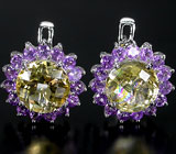 Серьги с цитринами и аметистами Серебро 925