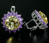 Серьги с цитринами и аметистами Серебро 925