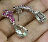 Серьги с зелеными аметистами и сапфирами Серебро 925