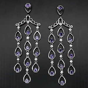 Серьги с иолитами и топазами