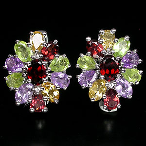 Праздничные серьги с самоцветами