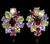 Праздничные серьги с самоцветами Серебро 925