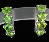 Стильные серьги с перидотами Серебро 925