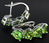 Стильные серьги с перидотами Серебро 925