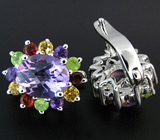 Великолепные серьги с аметистами Серебро 925