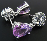 Серьги с аметистами и сапфирами Серебро 925