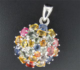 Кулон с разноцветными сапфирами Серебро 925