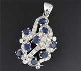 Элегантный кулон с синими сапфирами Серебро 925