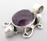 Кулон с аметистом и жемчугом Серебро 925