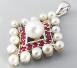 Кулон с жемчугом и сапфирами Серебро 925