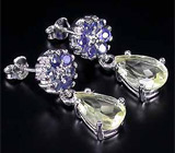 Серьги с цитринами и сапфирами Серебро 925