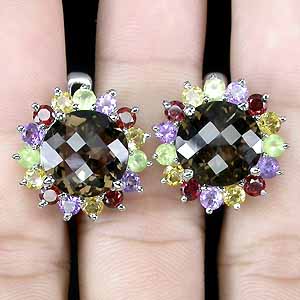 Серьги с дымчатыми топазами