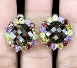 Серьги с дымчатыми топазами Серебро 925