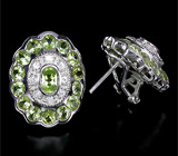 Замечательные серьги с перидотами Серебро 925