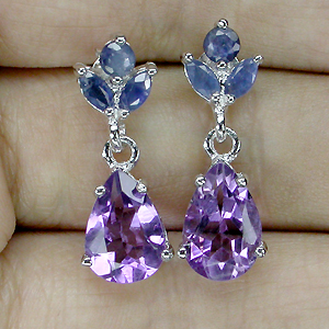Серьги с аметистами и сапфирами