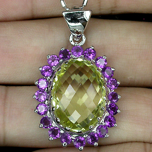 Великолепный кулон с цитрином и аметистами