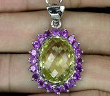 Великолепный кулон с цитрином и аметистами Серебро 925