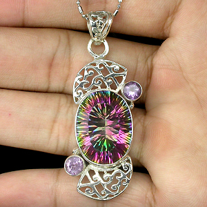 Кулон с митическим топазом и аметистами
