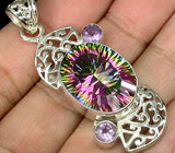 Кулон с митическим топазом и аметистами Серебро 925