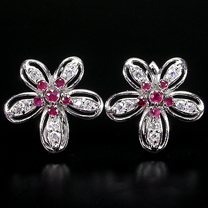 Симпатичные серьги с пурпурными сапфирами