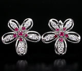 Симпатичные серьги с пурпурными сапфирами Серебро 925