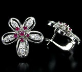 Симпатичные серьги с пурпурными сапфирами Серебро 925
