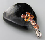 Кулон с агатом и сапфирами Серебро 925