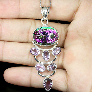 Кулон с мистическим топазом и аметистами