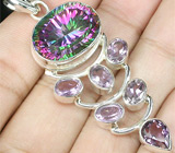 Кулон с мистическим топазом и аметистами Серебро 925