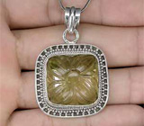 Кулон с цитрином, украшенным резьбой Серебро 925