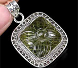 Кулон с цитрином, украшенным резьбой Серебро 925