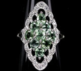Кольцо с зелеными сапфирами Серебро 925